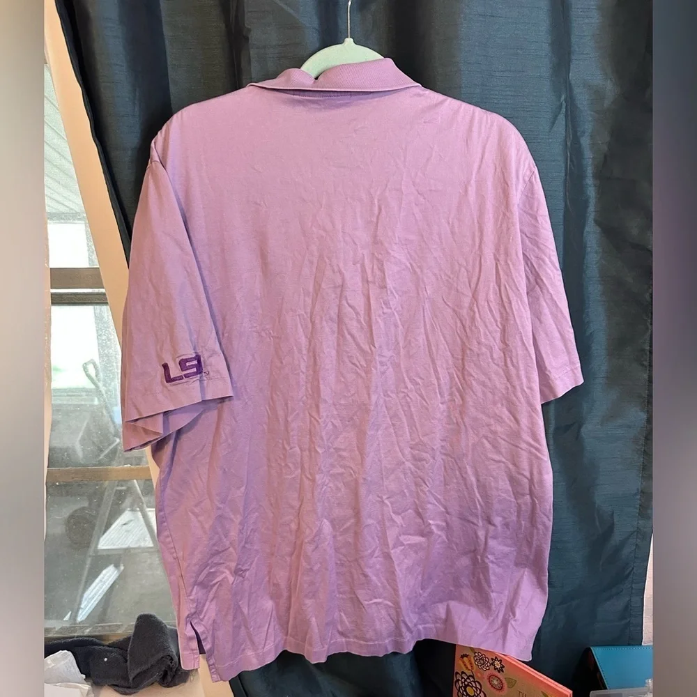 Ralph Lauren PoloMen's Purple Polo Shirt split hem with LSU embroidery